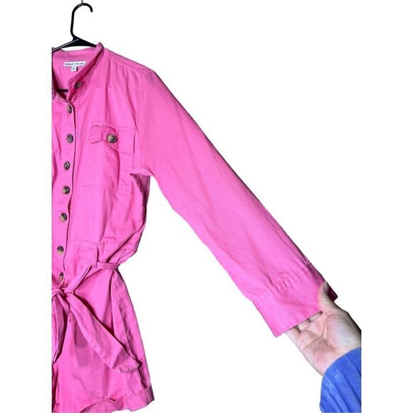 Express X Rocky Barnes Women’s M Pink Long-Sleeve Button Romper Size Medium - Picture 6 of 8